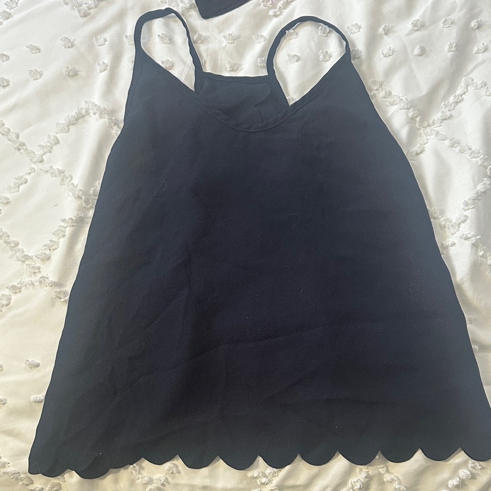 SHEIN Navy Blue Scalloped Hem Camisole